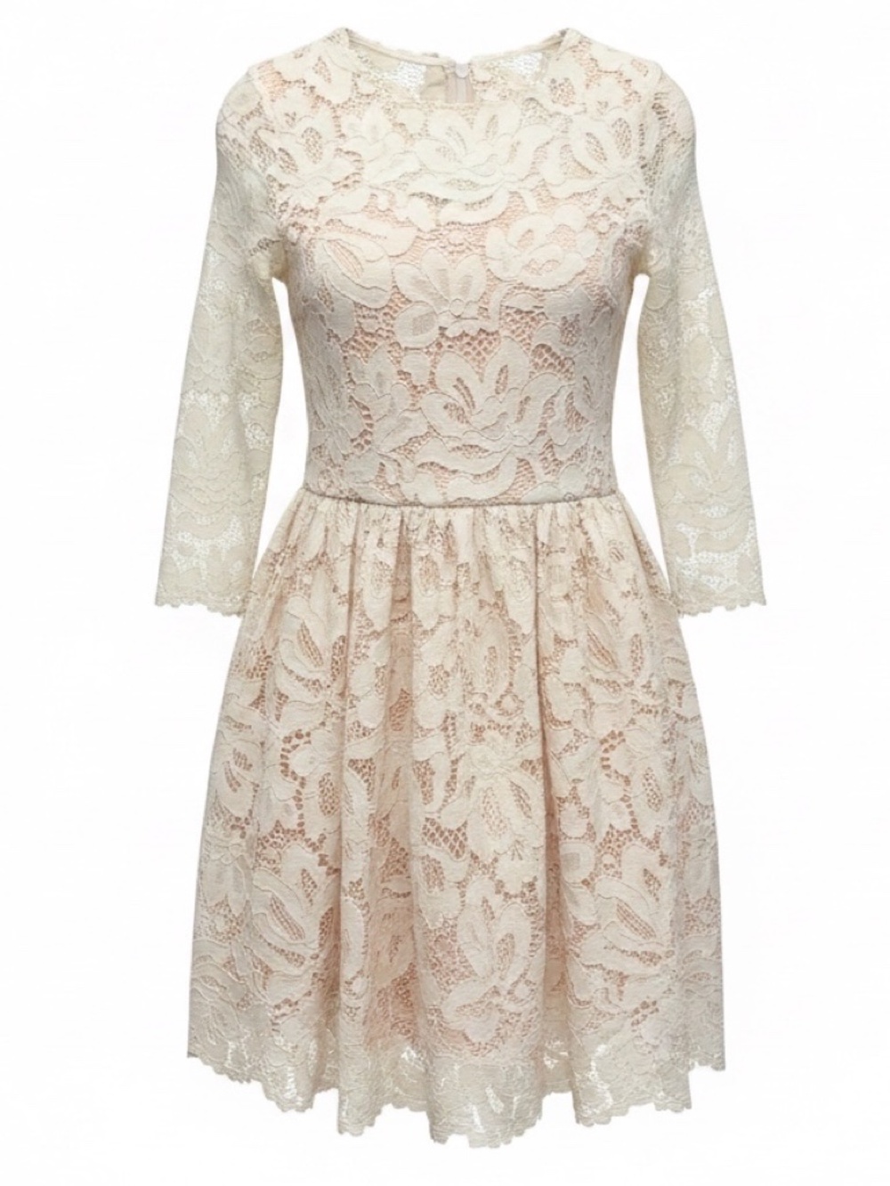 ALEXIS WHITE / NUDE LACE MINI DRESS